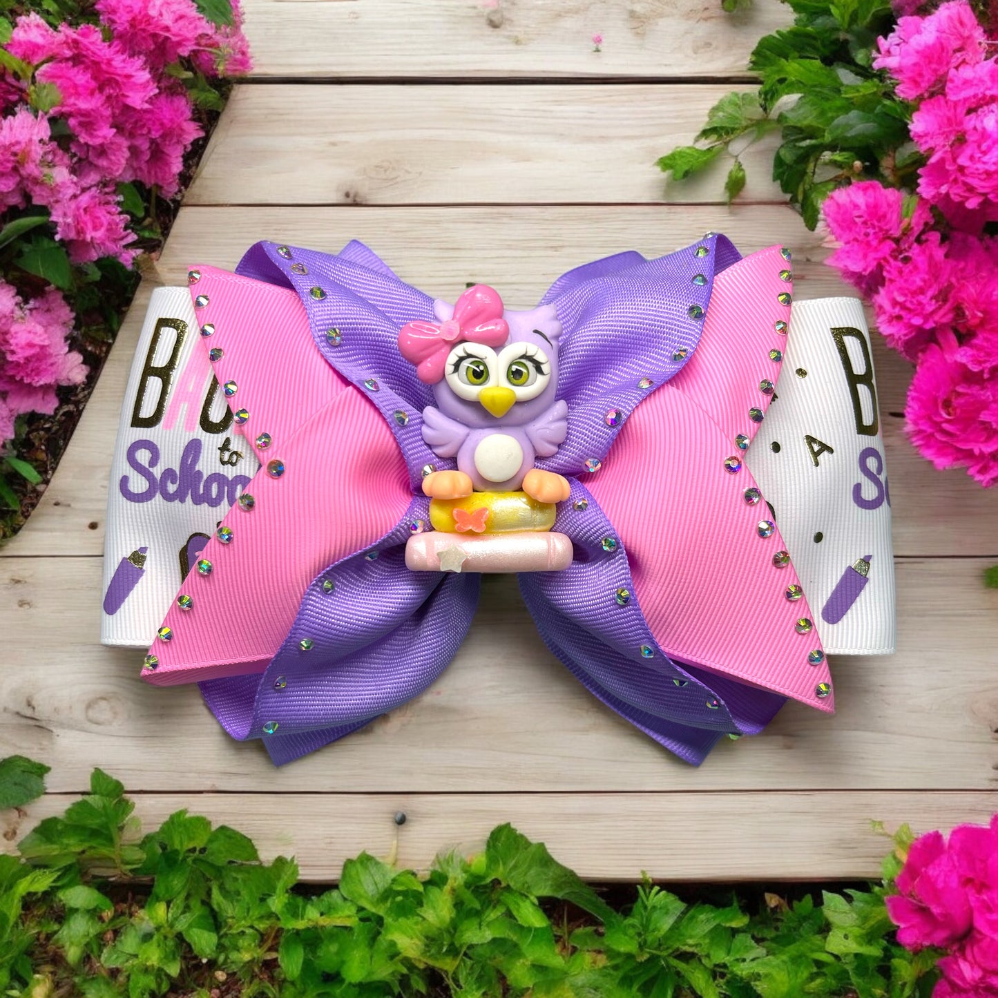 Back to School Purple and Pink Hairbows - Perfect for Your Little Scholar!