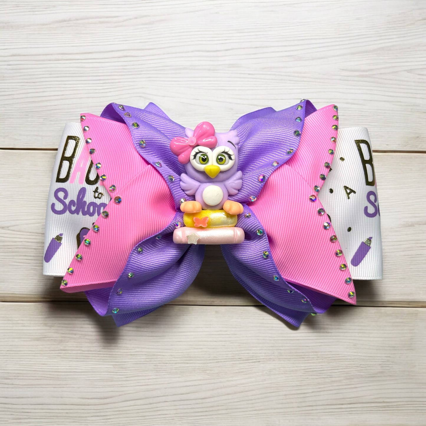 Back to School Purple and Pink Hairbows - Perfect for Your Little Scholar!