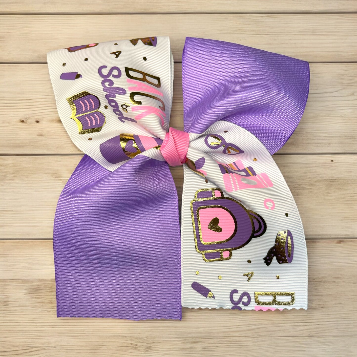 Back to School Purple and Pink Hairbows - Perfect for Your Little Scholar!